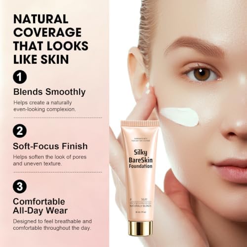 Bmrewax Color Changing Foundation, Skin Tone Adapting Liquid Foundation for Women, Self Adjusting Natural Finish Makeup with Hyaluronic Acid, Hydrating for All Skin Types - 5