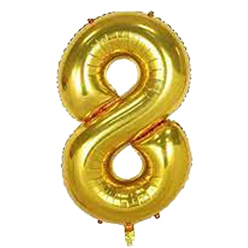 Image of Golden 32 Inches 8 Numbers Shape Large Big Foil Helium Balloons For Party Decorations In Happy Birthday Anniversary Office Items Materials Set Pack, Pack Of 1