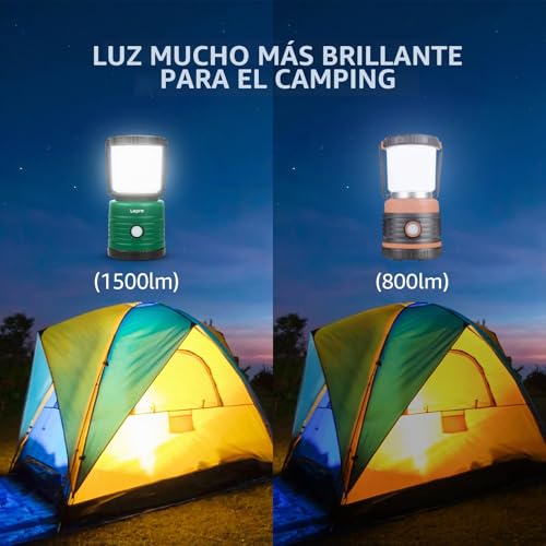 Miniatura 6 de Lepro Linterna De Cámping 1500 Lúmenes, Lámpara De Cámping Con Pilas, Luz De Cámping 4 Modos De Iluminación, Impermeable Ipx4, Farol De Cámping Para Cortes De Energía, Senderismo, Emergencia, Pesca