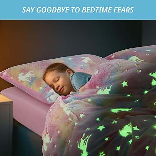 Hombys Glow In The Dark Comforter Set 7 Piece Full/Queen With Sheets, Pink Velvet Bedding Comforter Sets For Full Bed, Ultra Soft Down Alternative Comforter For Teenage Girls Kids, Bed In A Bag #TOP2