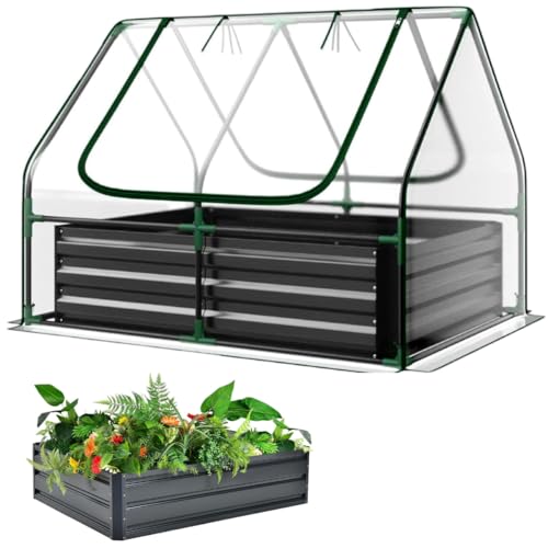 Compact Greenhouse with Metal Raised Bed