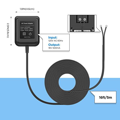 Olaike 18V Doorbell Transformer Power Adapter Compatible With Blink Video Doorbell, With 5M/16Ft Ac Charger Cord,No Worry About Battery Power,Black #TOP2