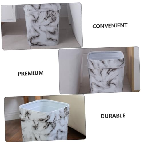 Caneca de basura rectangular de plástico blanco miniatura 3