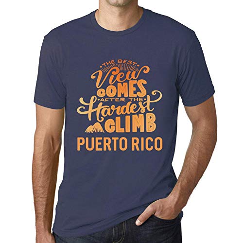 One in the City Hombre Camiseta Vintage T-Shirt Gráfico Best Views Mountains Puerto Rico Azul Oscuro