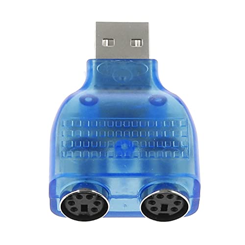 DGZZI USB to PS/2 Converter 2PCS Blue USB Male to Dual PS2 Female Adapter for Keyboard Mouse Connector