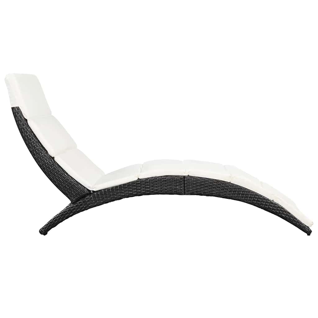 Klappbare Gartenliege mit bequemer Polsterauflage, schwarz PE Rattan, wetterfest und UV-beständig, ideal zum Entspannen auf Terrasse, Balkon, am Pool oder im Garten, platzsparend lagerbar