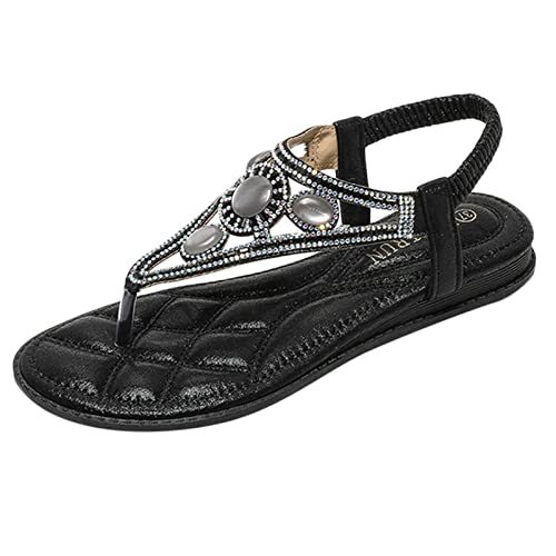 Genérico Sandalias Comodas Mujer Planas Sandalias Mujer Verano Casual Estilo Bohemia Zapatos de Dedo Casuales Playa Moda Sandalia Chanclas Romanas de Damas Sandalias Ligeras para Exteriores