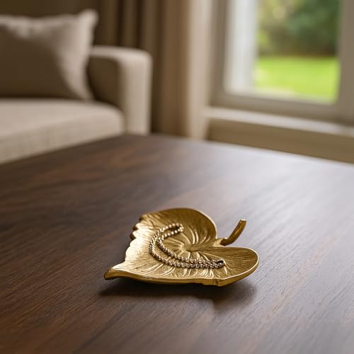 Image of MARKET 99 Golden Aluminium Embossed Platter | Glossy Decorative Serving Tray for Festive Decor, Dining Table Styling, Home Decoration & Gifting | Elegant Designer Centre Display Dish