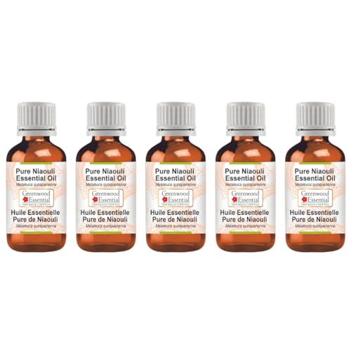 Huile essentielle de Niaouli Greenwood Essential distillée à la vapeur, lot de 5x100ml