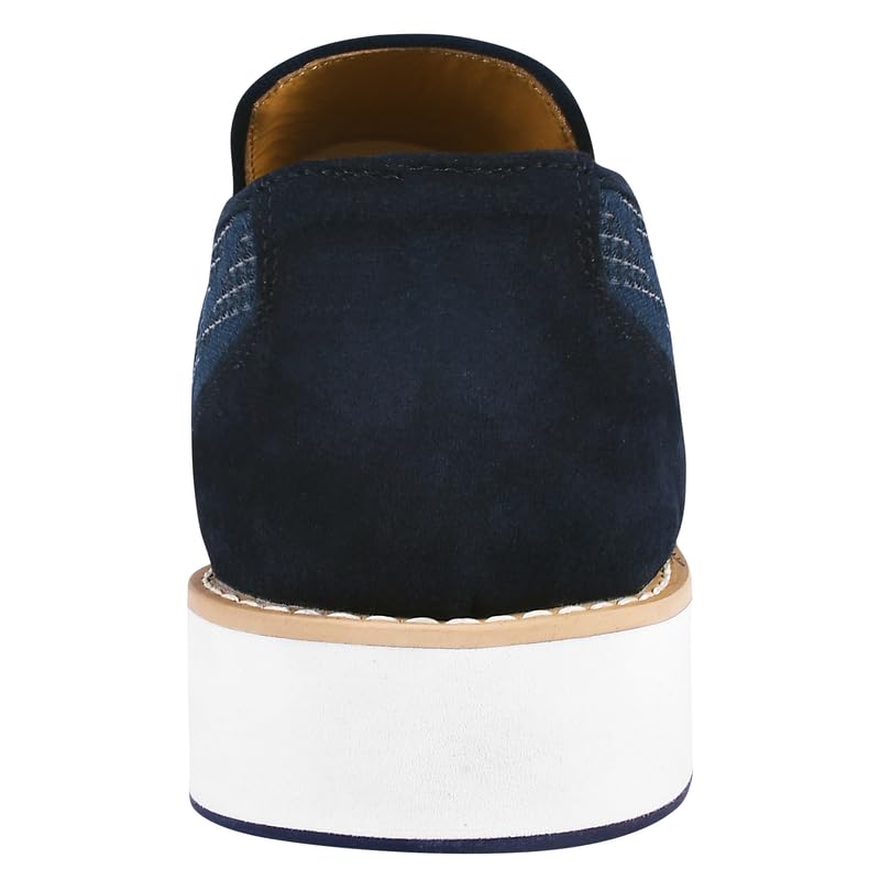 Image of LIBERTYZENO Mens Tuxedo Canvas Textile and Suede Leather Noble Loafers and Slip On Wedding Party Shoes for Easter Gift