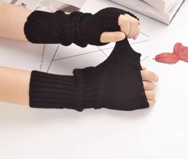 Miniatura 2 de Linda manga de brazo Kawaii para mujer, Acubi Preppy - Calentadores de muñeca de punto Fairycore estéticos guantes de invierno sin dedos