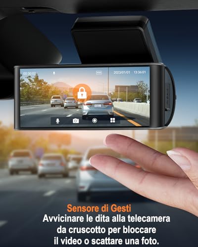 Lamtto 4K+1080P Dash Cam Auto, Wifi E Gps, Doppia Telecamera Per Auto, Dashcam Ips 3.16" Con Scheda Sd 64G, Monitor Di Parcheggio, Visione Notturna, Sensore G, Controllo App, Rilevamento Del Movimento - 6