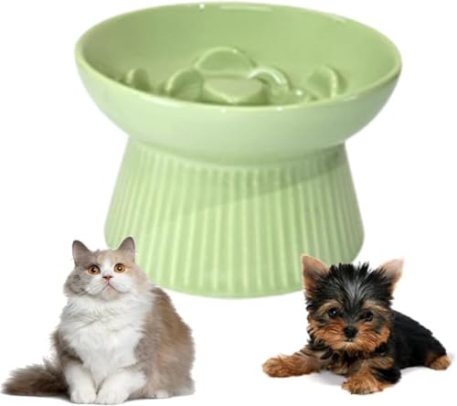 GEBYUI早食い防止 犬・猫用食器 セラミック製 スタンド付き 滑り止め 食洗機対応