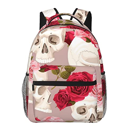 Sac à dos crâne floral noir idéal pour les cours au lycée et les sorties décontractées