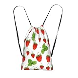 YWPCOIUYB Piante di fragole Frutto Bianco Stampa,Zaino con coulisse unisex, borsa sportiva da palestra, zaino pieghevole con coulisse