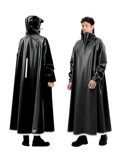 Image of ANYCHO Long Rain Coat for Men Waterproof and Women, Durable Oxford Unisex Raincoat for Men Waterproof with Adjustable Hood & Reflective Stripe