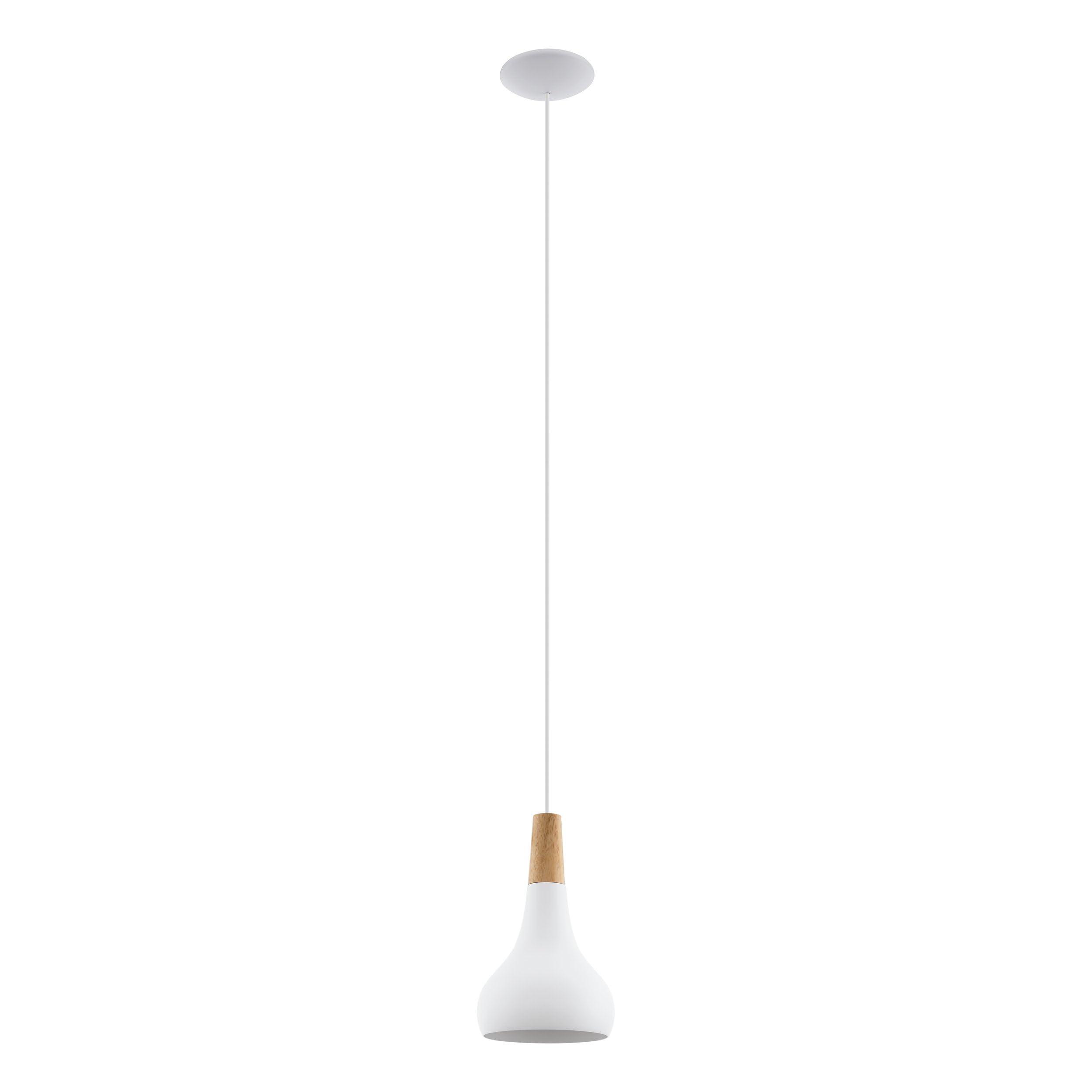 Eglo Sabinar Metal & Wood Single Pendant Light in White