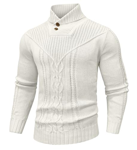 SAVKOOV Men's Shawl Collar Pullover Sweater Casual...