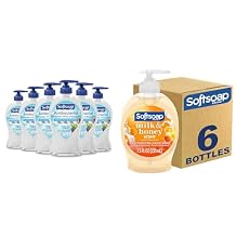 Softsoap Antibacterial Liquid Hand Soap, White Tea & Berry Scent Hand Soap, 11.25 Ounce, 6 Pack & Moisturizing Liquid Hand Soap, Milk and Honey, 7.5 Fluid Ounce, Pack of 6 Package may vary