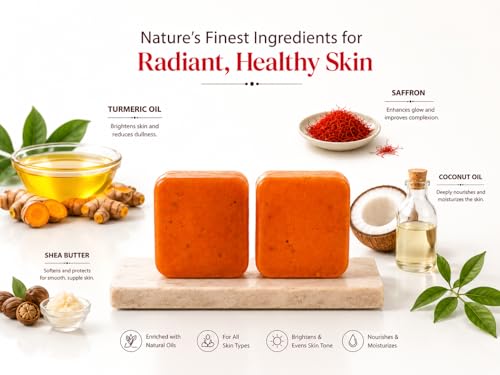 Image of Kojic Acid & Niacinamide Soap Bar for Tan Removal, Skin Brightening & Deep Cleansing | Enriched with Coconut Oil & Saffron | Helps Reduce Dark Spots, Pigmentation & Uneven Skin Tone | For Men & Women | 200g