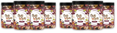 Image of Nut O Nut Healthy Mix Dry Fruits (Almond, Cashew(W240), Walnut, Green & Black Raisin, Cranberry, Sunflower Seeds, Pumpkin Seeds) Nuts and Dry Fruits (Jar Pack) 1KG - Power of 9 Protein-Rich Snack Panchmewa- Diwali Gift Pack