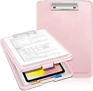 SITHON Nursing Clipboard with Storage, Lightweight Portable Writing Clipboard with Compartment Organizer for Nurse Doctor Medical Professionals Teachers Students Sales Coach School Office, (Pink)