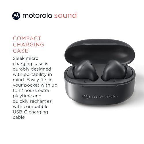 Image of Motorola Moto Buds 065 -True Wireless, Ear Gels, Noise Isolation and 17 Hours Playtime, Touch Control on Both Earbuds, IPX4 Water Resistant, ENC mic for Clear Voice Calls. (Moonless Night)