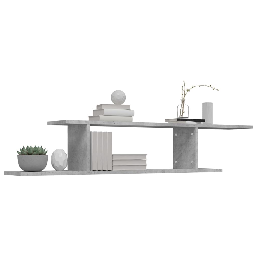 Mensola da parete per TV, grigio cemento, 125 x 18 x 23 cm, moderna mensola sospesa in legno per componenti multimediali, lettori DVD e decorazioni, mensola sospesa salvaspazio per soggiorno