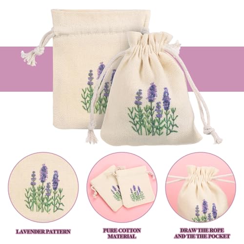 12 Stück Lavendelsäckchen Leer zum Befüllen, Lavendelbeutel mit Kordelzug, Lavendel Duftsäckchen Kleiderschrank, Leere Lavendelsäckchen zum Befüllen, Lavendelblüten Getrocknet für Schmuck Gewürze
