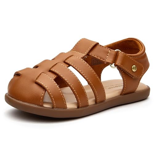 Weestep Toddler Little Kid Summer Sandals Memory Foam Closed Toe Soft Rubber Flats