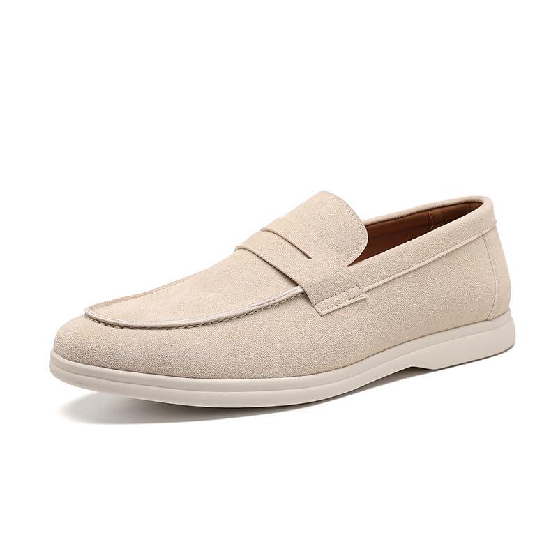 Santimon Men's Casual Suede Penny Loafers Lightweight Slip-On Flat Driving Shoes Comfort Walking Moccasins