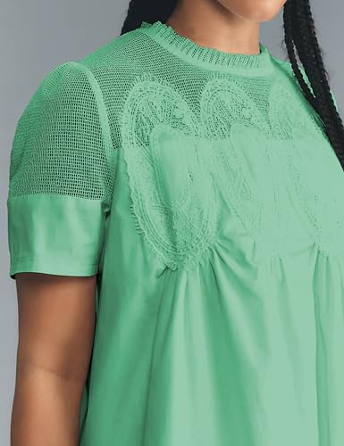 Women's Summer Lace Mini Dress Ruffled Collar Short Sleeve Flared A-Line Hem Babydoll Sundress(102-002)3