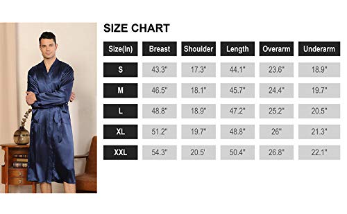 Elountik Men's V Neck Satin Robe Kimono Long Bathrobe Pajamas Nightgown Lightweight Sleepwear For Wedding Party #TOP6