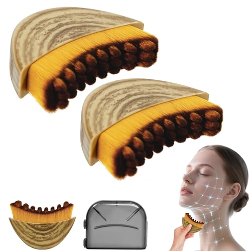 Cepillo Facial de Contorno Linfático, 2 Piezas Cepillo Facial Linfático, Drenaje Linfático Facial para Contorno Facial, Ajuste Preciso de La Piel, Cepillo Seco con Caja de Almacenamiento