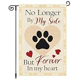 Heyfibro Pet Memorial Garden Flag 12x18 Inch Double Sided Dog Paw Print Garden Flag Small Yard Flags for Outside House Farmhouse Outdoor Decoration(Pink)