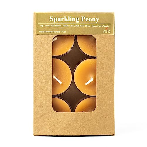 Image of AuraDecor Scented Soy Wax Acrylic Tealight Candle, Organic Luxury Aroma, Aromatic /Aromatherapy Candle || Long Lasting Burning Time (Pack of 1, Sparkling Peon)