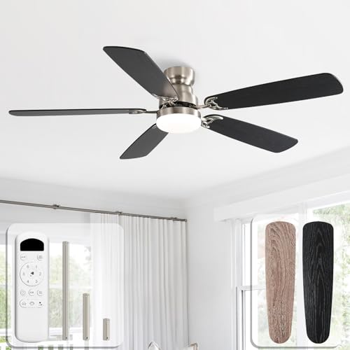 Sofucor 132 cm Ventilador de Techo con Luz, 6 Velocidades, Mando, Temporizador, Motor DC, LED Silencioso Ventilador Techo con Lampara para Dormitorio Salon