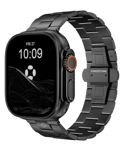 FiNESTONE CRNS03 �`�^���o���h Apple Watch Ultra 3/2/1 49mm & Series 11/10 46mm �ɑΉ� - �o�^�t���C�N���X�v�t�����߉\�`�^���A�b�v���E�H�b�`�E���g�o���h - �v���~�A���J���[�}�b�`���O�o