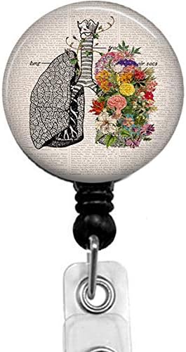 Lungs Badge Reel,Retractable Name Card Badge Holder with Alligator Clip, Medical MD RN Nurse Badge ID, Badge Holder, Office Employee Name Badge