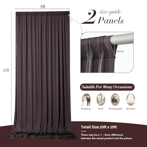10 ft x 10 ft Wrinkle Free Brown Backdrop Curtain for Parties, Wedding Brown Photo Backdrop Drapes, Fabric 2 Panels 5x10ft for Baby Shower Photoshoot Engagement Birthday Photography Background by Outpain - Image 7