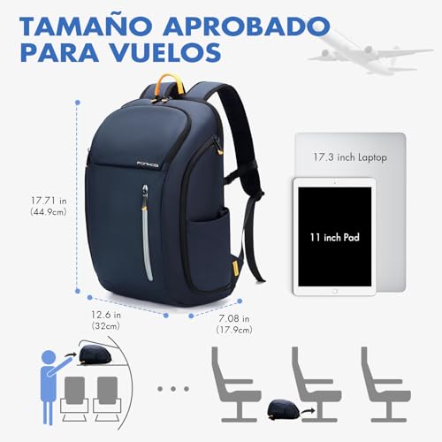 Miniatura 4 de Ponhog Mochila Portátil Para Hombre 17.3 Pulgadas - Mochila De Negocios Antirrobo Impermeable 900d Con Gran Apertura 180 , Capacidad 30l Para Viaje, Trabajo, Commuting, Azul