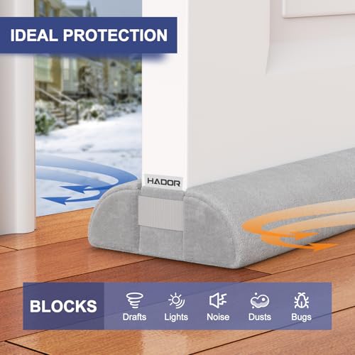 Hador DOOR DRAFT STOPPER Noise Blocker 32 Inches For Bottom Of Door, Grey Twin Triangular Under Door Draft Stopper Seal Gap Machine-Washable Air Blocker thumb #2
