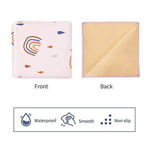 Splat Mat For Under High Chair/Arts/Crafts, Washable Baby Spill Mat Waterproof Anti-Slip Floor Splash Mat, Portable Baby Play Mat And Table Cloth (Rainbow, 43"X 43") #TOP3