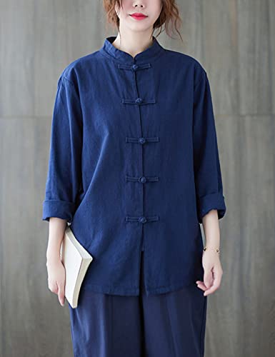 Moonetto Womens Chinese Traditional Tai Chi Uniforms Kung Fu Clothing Martial Arts Suit Cotton Wing Chun Tang Clothes(0243-Blue-Xl) #TOP2