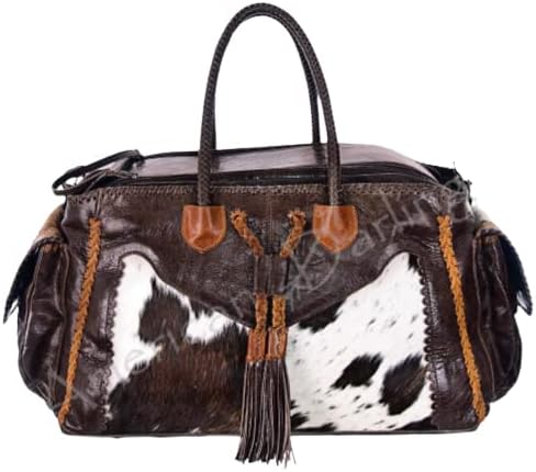 American Darling Cow Hide On Duffle Bag Leather Authentic Hand Made Large Western Weekender Travel Luggage Overnight Women Men Juniors (ADBG455) 1 American Darling Cow Hide On Duffle Bag Leather Authentic Hand Made Large Western Weekender Travel Luggage Overnight Women Men Juniors (ADBG455)