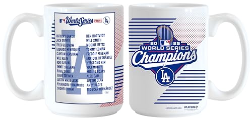 Logo Brands Los Angeles Dodgers 2025 World Series Champions 15 Ounce Roster Coffee Mug
