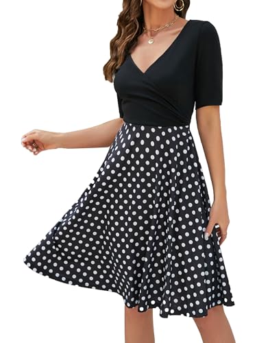 oxiuly Women's V-Neck Maternity Nursing Stretchy Casual Dresses Elegant Tea Dress OX233