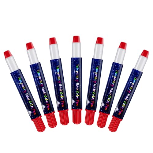 Tinte Pelo Lavable Niños Tiza,Para Niños DIY Fiesta y Cosplay,7 piezas Rojo
