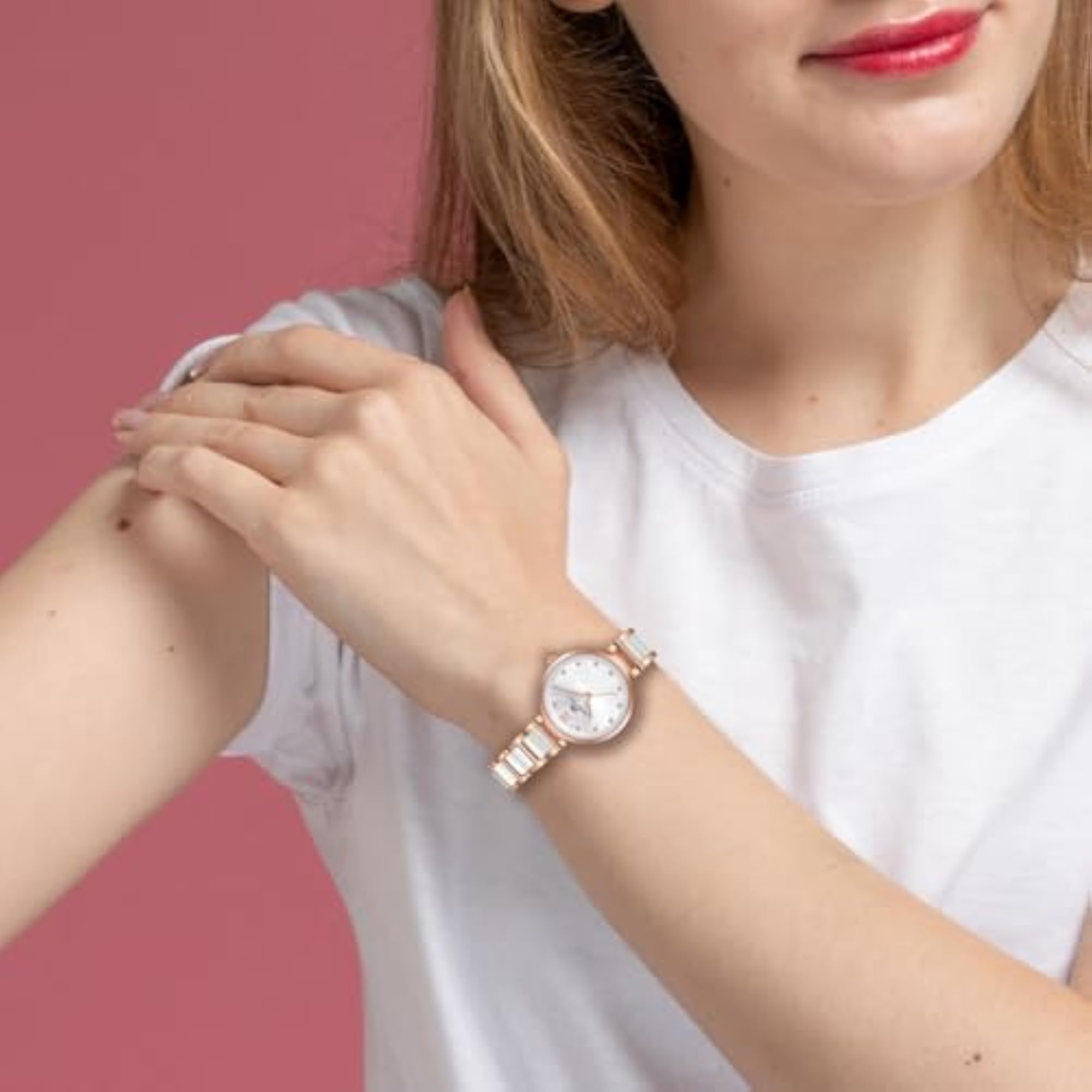 Women's Analog Display Watch with Alloy and Ceramic Strap