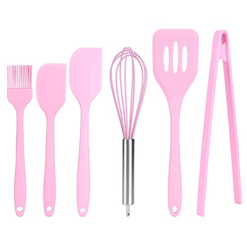 Silicone Utensils for Cooking, Non-Stick 6Pcs/Set Long Handle Food-Grade Silicone Kitchen Utensils Set for Beating Eggs for Frying Meat for Stirring